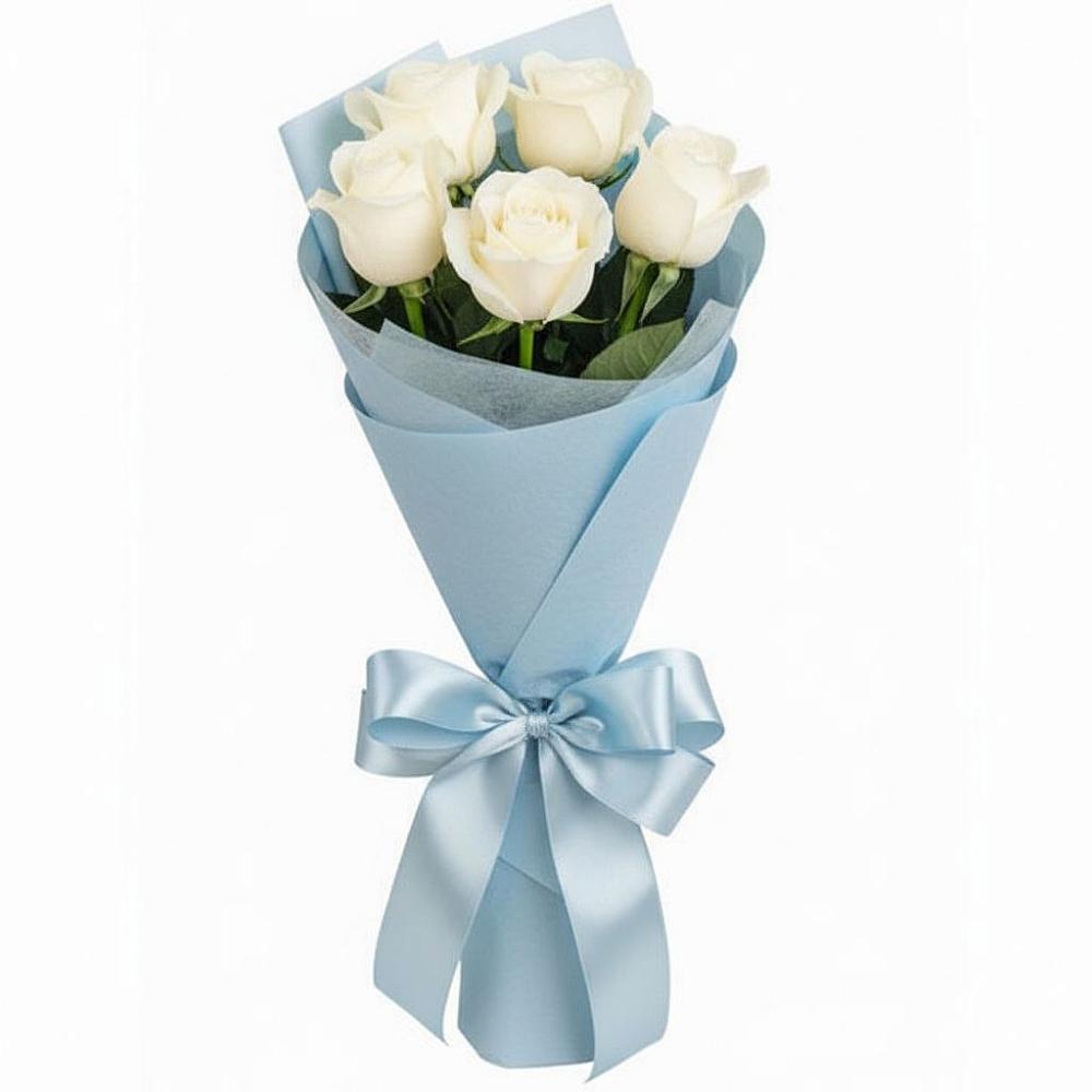 Букет 5 Белых роз Проуд в Кировский Курской области