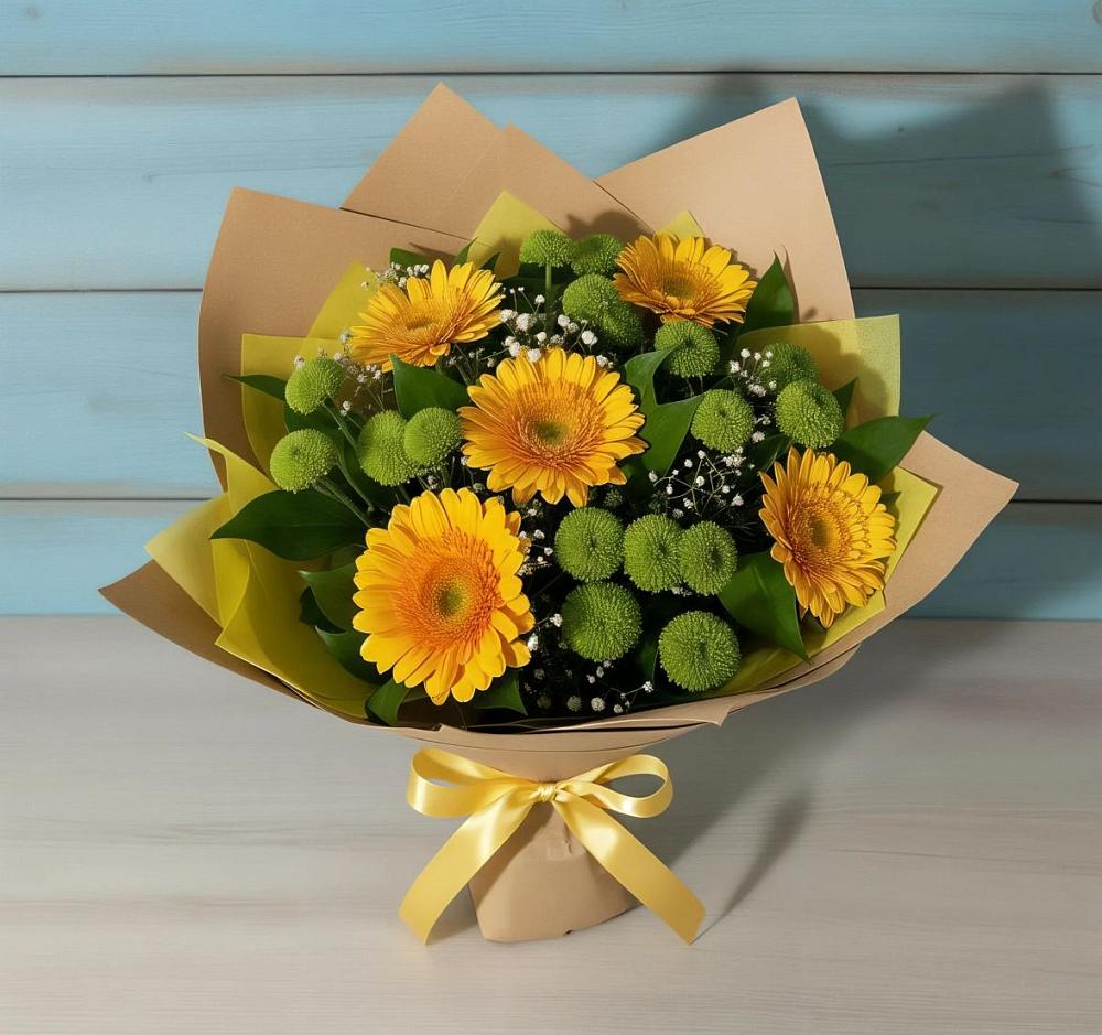 Букет цветов из: Герберы и Хризантемы в Кировский Курской области