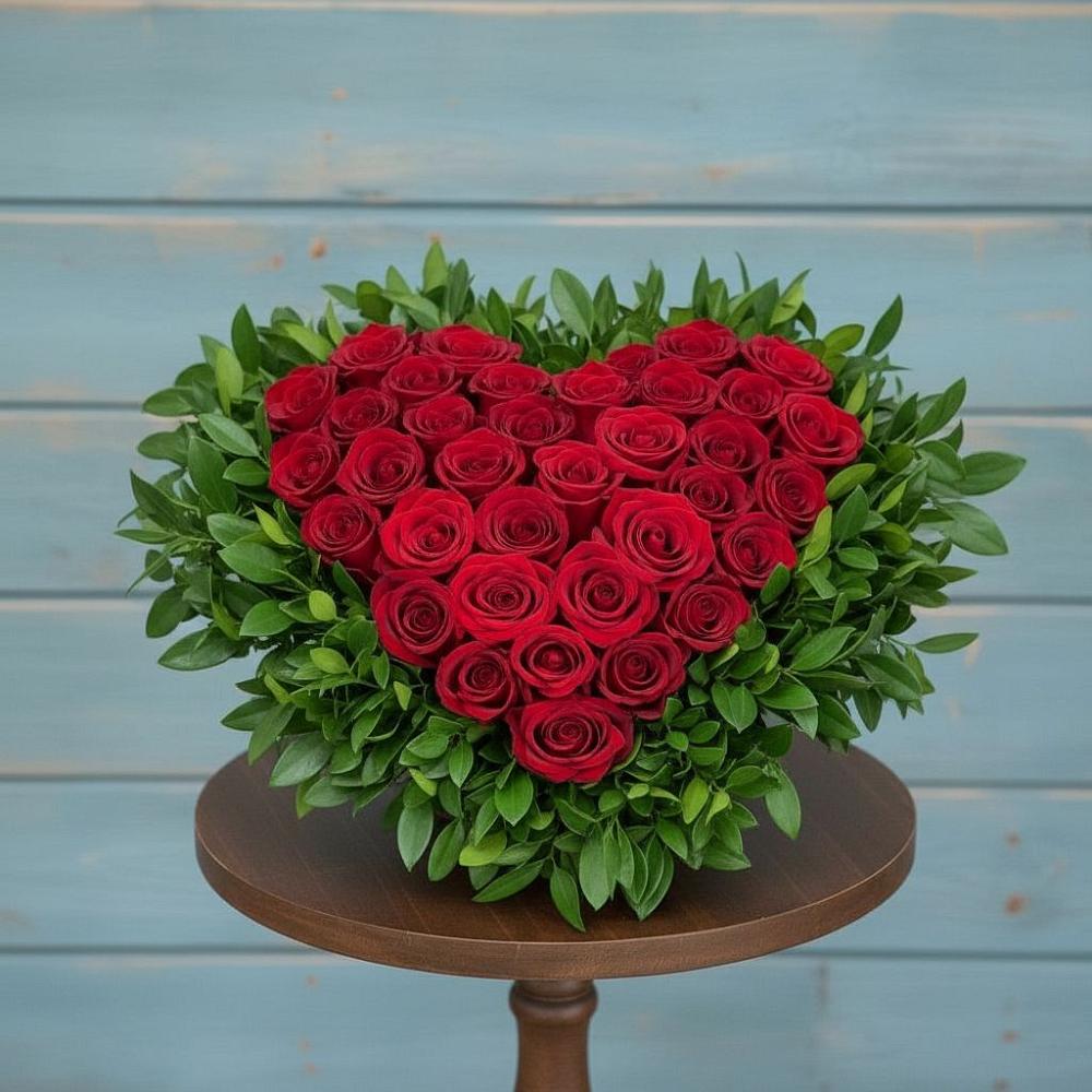 Цветочная композиция из Розы в виде сердца в Кировский Курской области