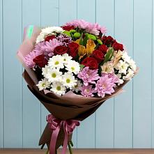 Букет цветов из:  Розы, Хризантемы и Альстромерии #REPLACE_PRED# Кировский Курской области