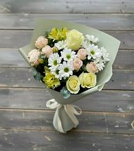 Букет цветов из:  Альстромерии, Розы и Хризантемы в Кировский Курской области